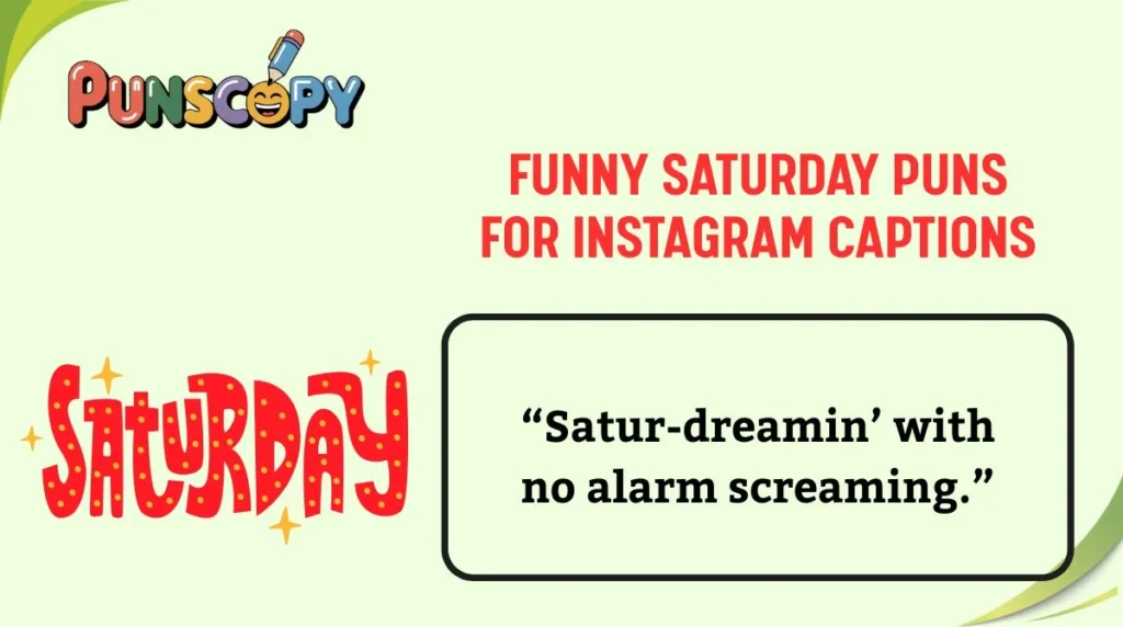 Funny Saturday Puns for Instagram Captions