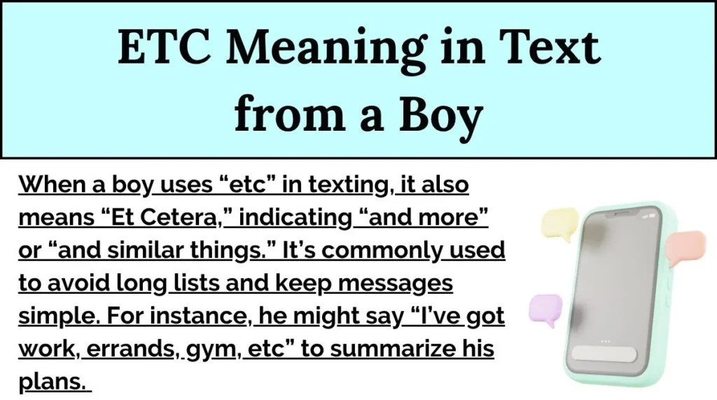 ETC Meaning in Text from a Boy