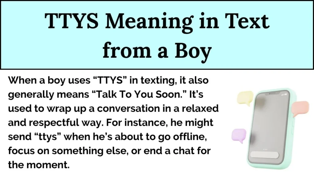 TTYS Meaning in Text from a Boy