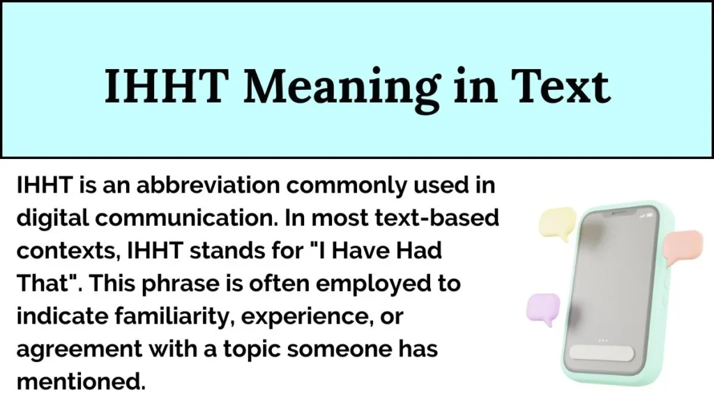 IHHT Meaning in Text